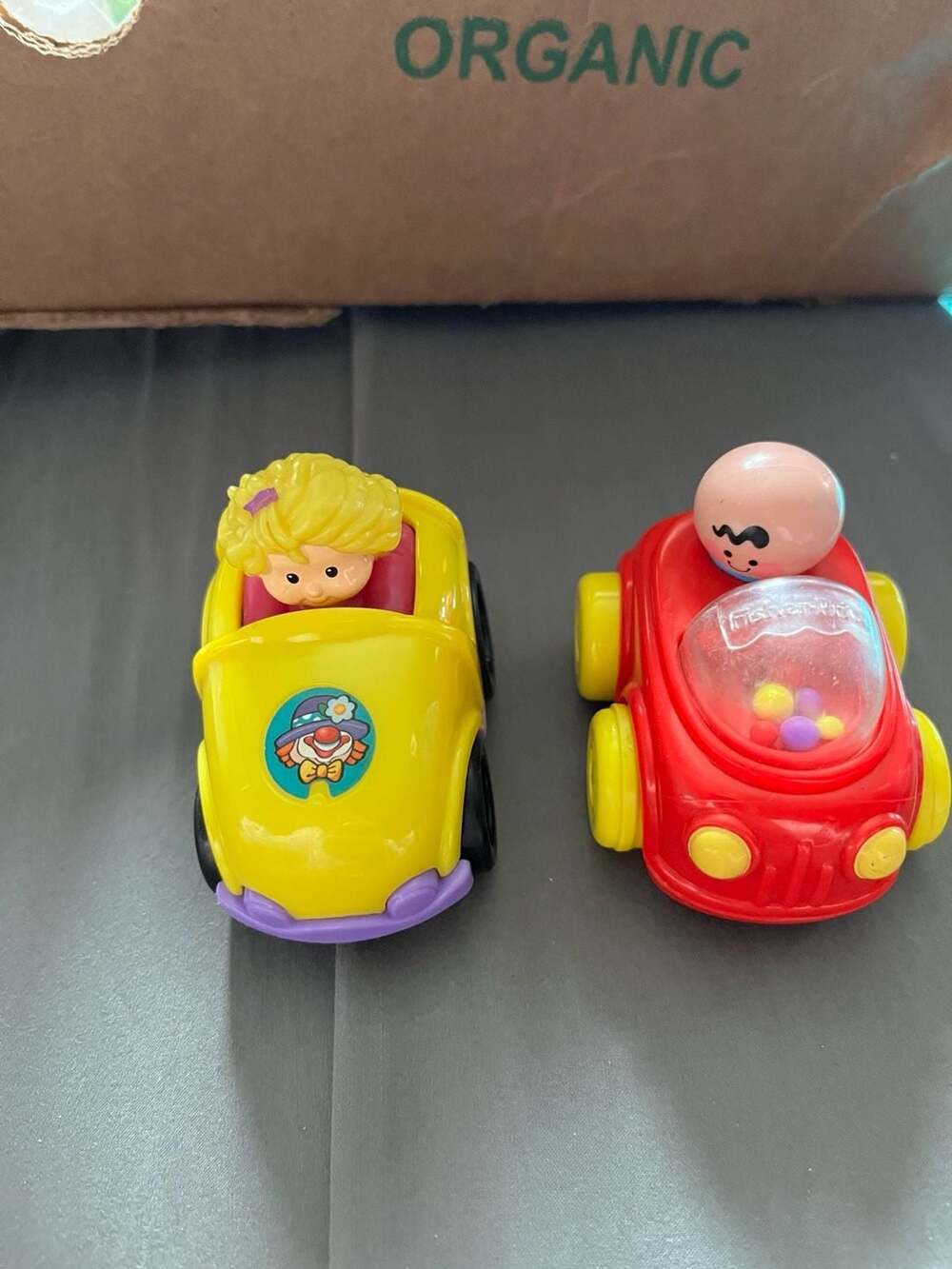 Vintage Fisher-Price Little People Rattle Car and Clown Car Set